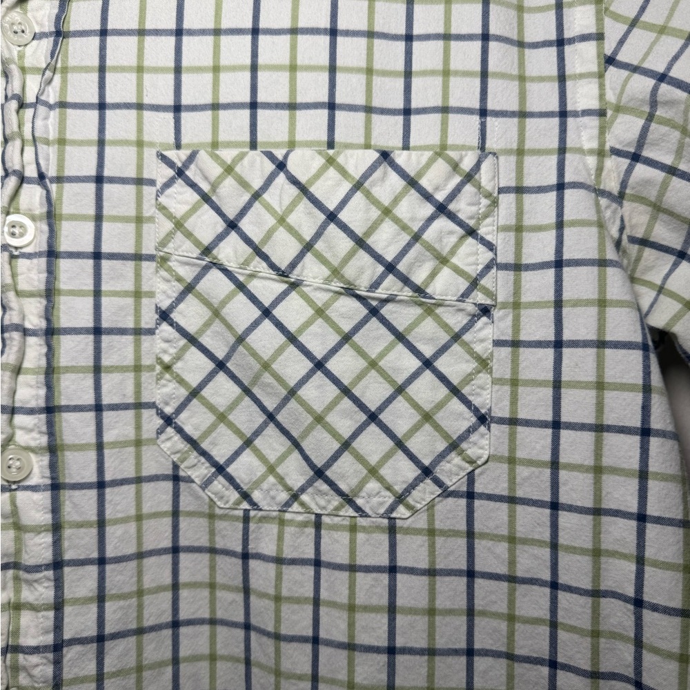 EUC Etnies Blue & Green Plaid White Button Up Shirt Mens size Large - Picture 2 of 6